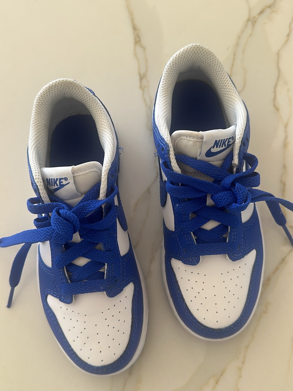 Nike Kids White and Royal Blue Low-Top Sneakers